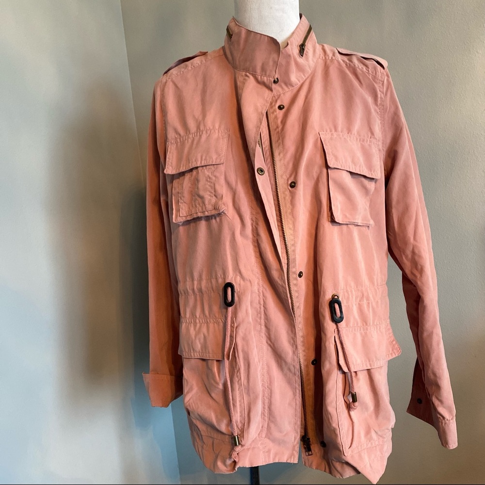 Military style jacket in dusty rose
